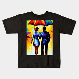 Couple Under Umbrella Kids T-Shirt